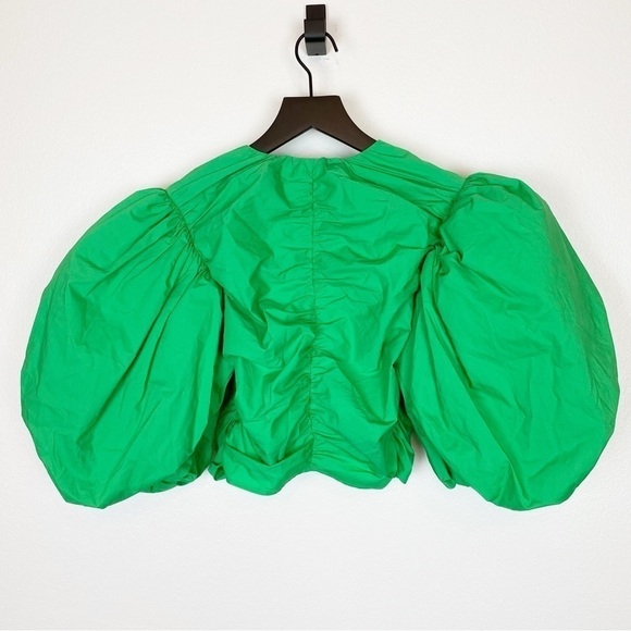 Frame Gathered Puff Sleeve Top Green - Picture 5 of 7